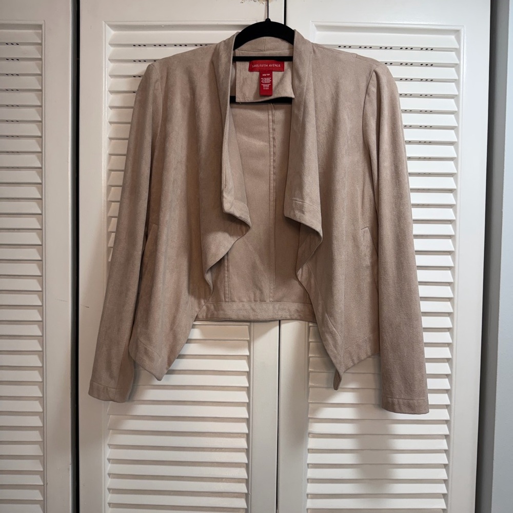 Saks Fifth Avenue Faux Suede Blush Draped Jacket